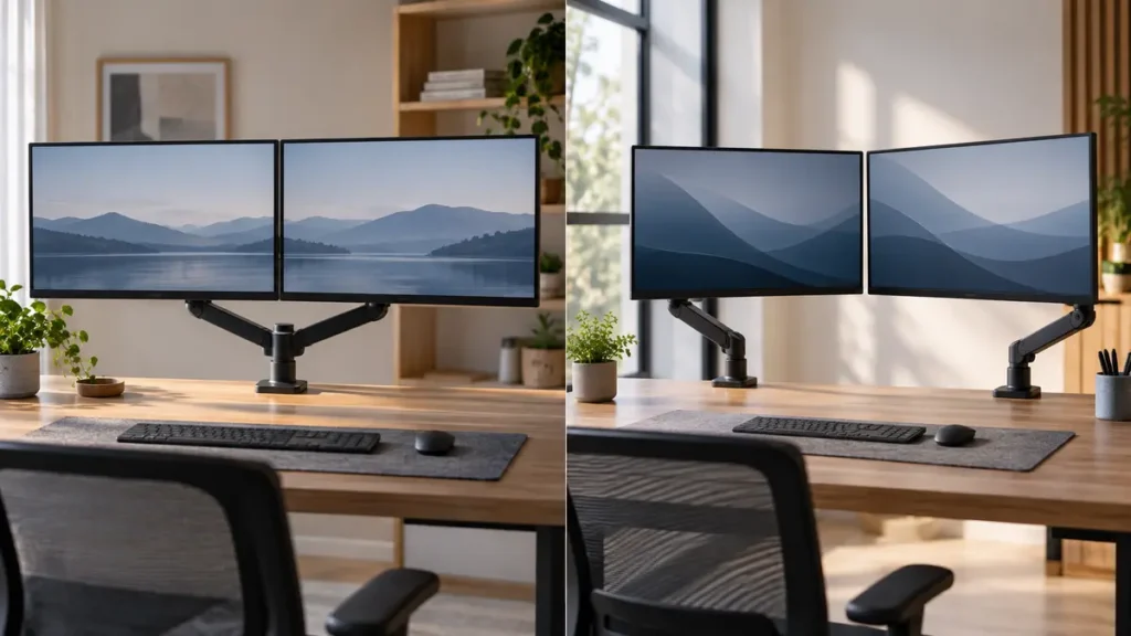 Braço simples ou duplo para dois monitores: qual escolher?
